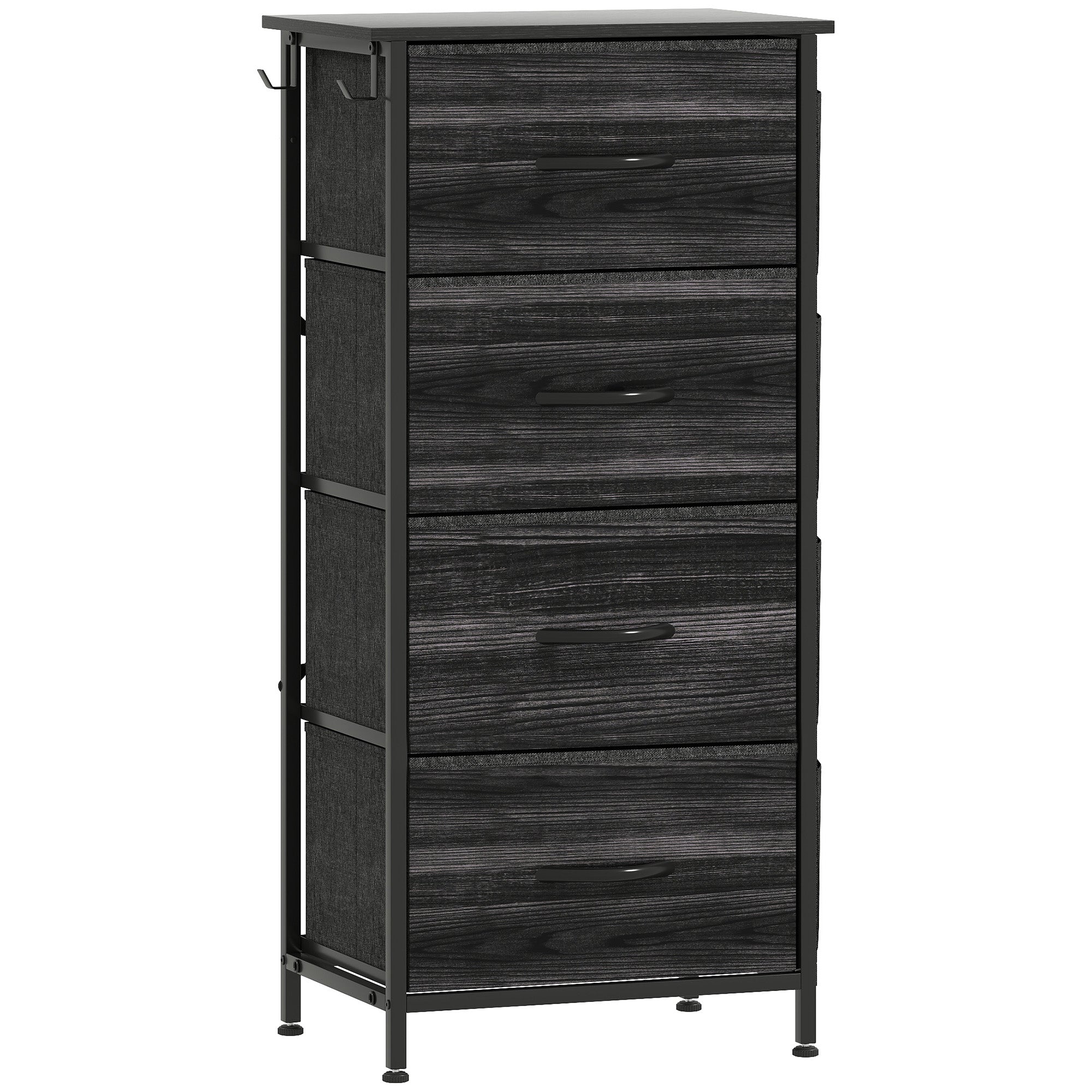 Chest of Four Fabric Drawers - Black