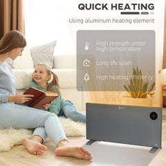 Fynco - 2000W Electric Convector Heater, Freestanding or Wall Mounted, Space Heater with Adjustable Thermostat, Timer, Grey