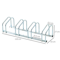Bike Stand Parking Rack Floor or Wall Mount Bicycle Cycle Storage Locking Stand (4 Racks, Silver)
