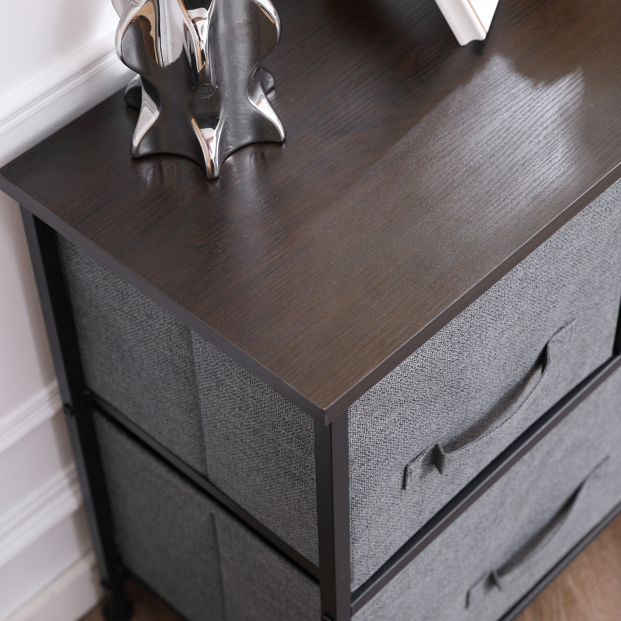 Chest of Five Fabric Drawers - Grey