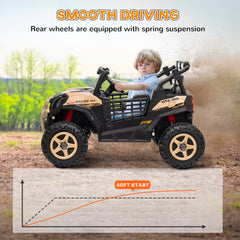 AIYAPLAY 24V 2 Seater Kids Electric Car with Remote Control, Suspension System, Slow Start, 3 Speeds, for 3-8 Years, Khaki
