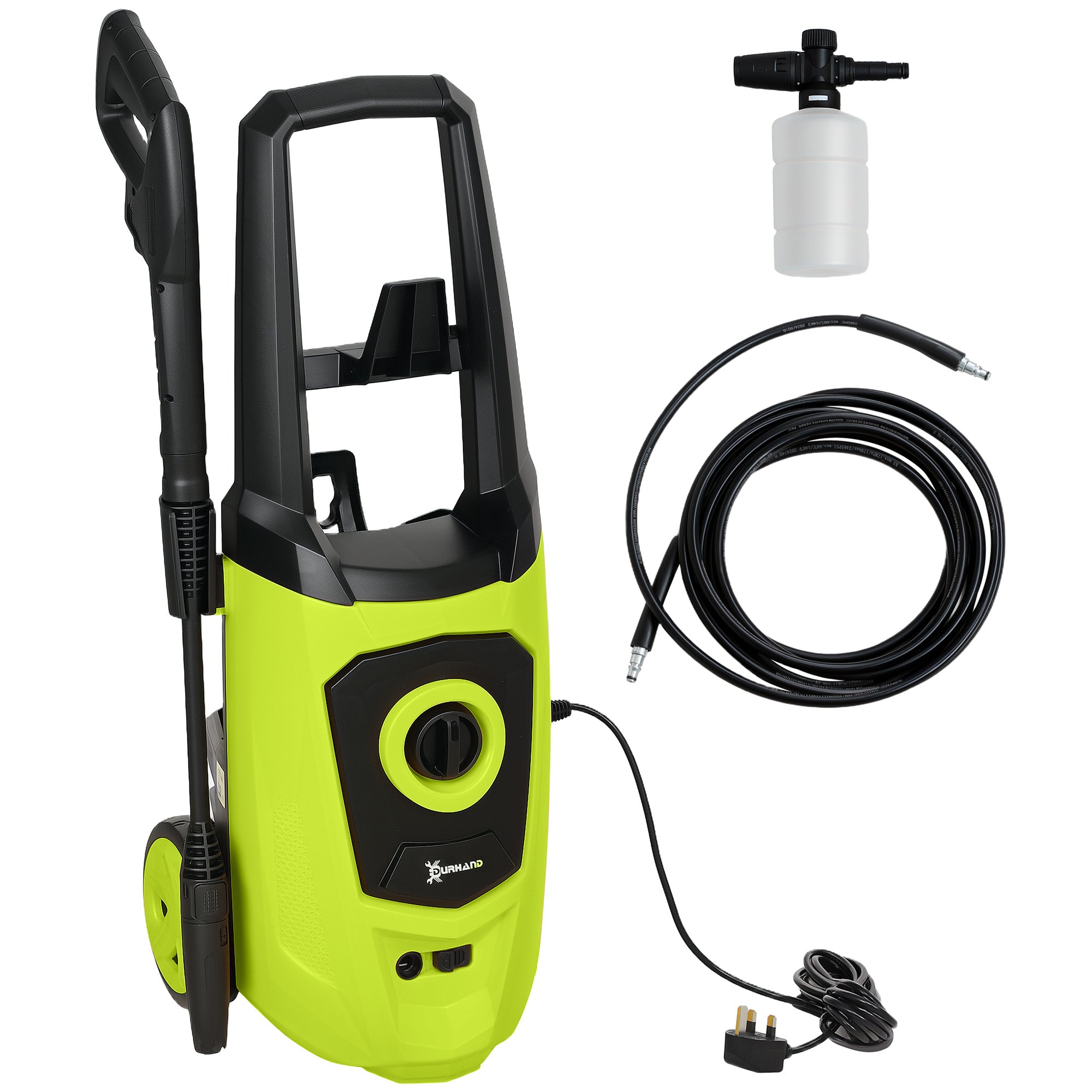 1800W High Pressure Washer, 150 Bar Pressure, 510 L/h Flow, High-Performance Portable Power Jet Wash Cleaner Green