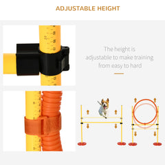Dog Agility Equipment Training Portable Obstacle for Pet w/Adjustable Hurdles, Jumping Ring, Weave Poles