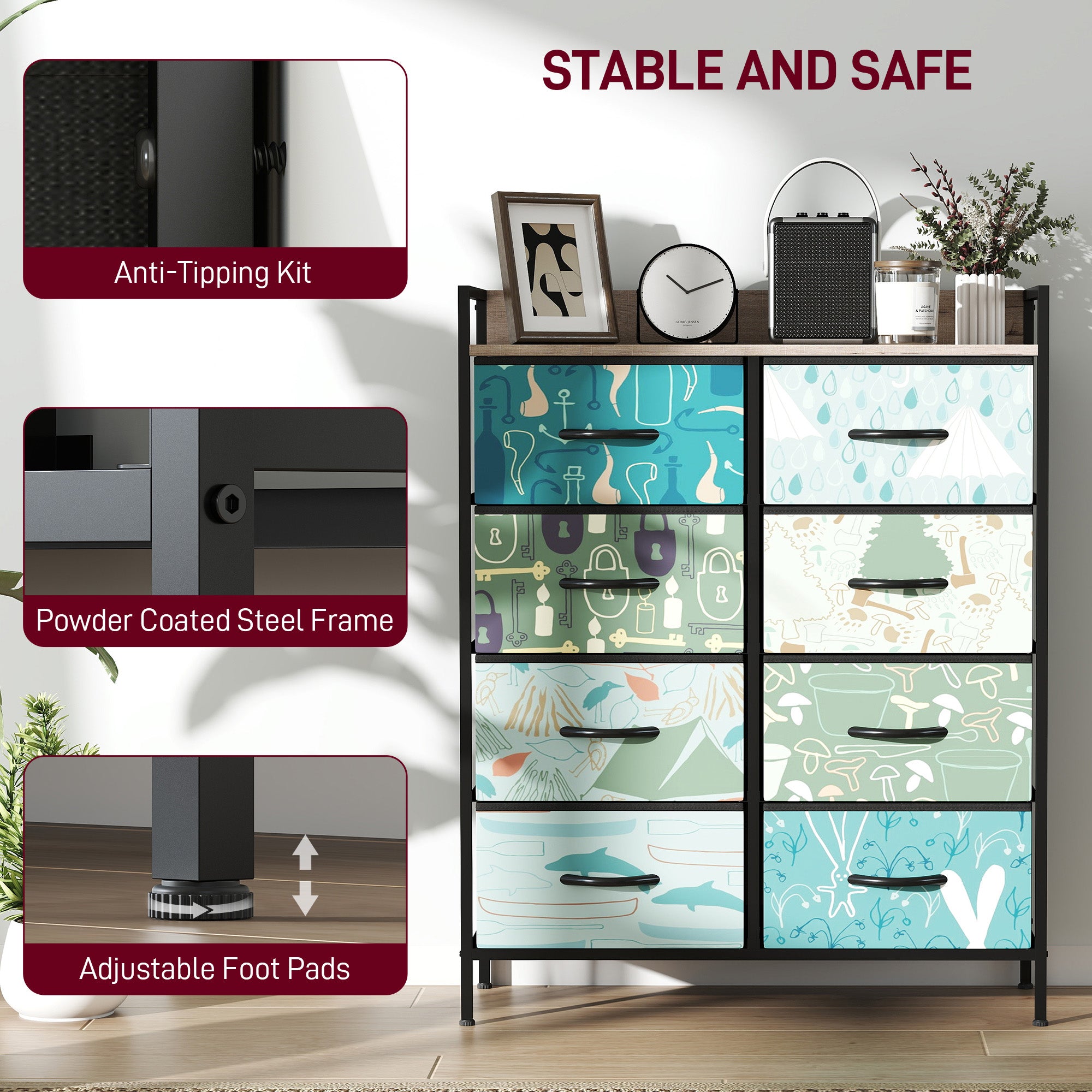 8-Drawer Chest of Drawers - Blue