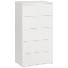 Chest of Drawers, 5 Drawers Storage Cabinet Floor Tower Cupboard for Bedroom Living Room, White