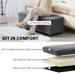 84L Corduroy Storage Ottoman - Grey