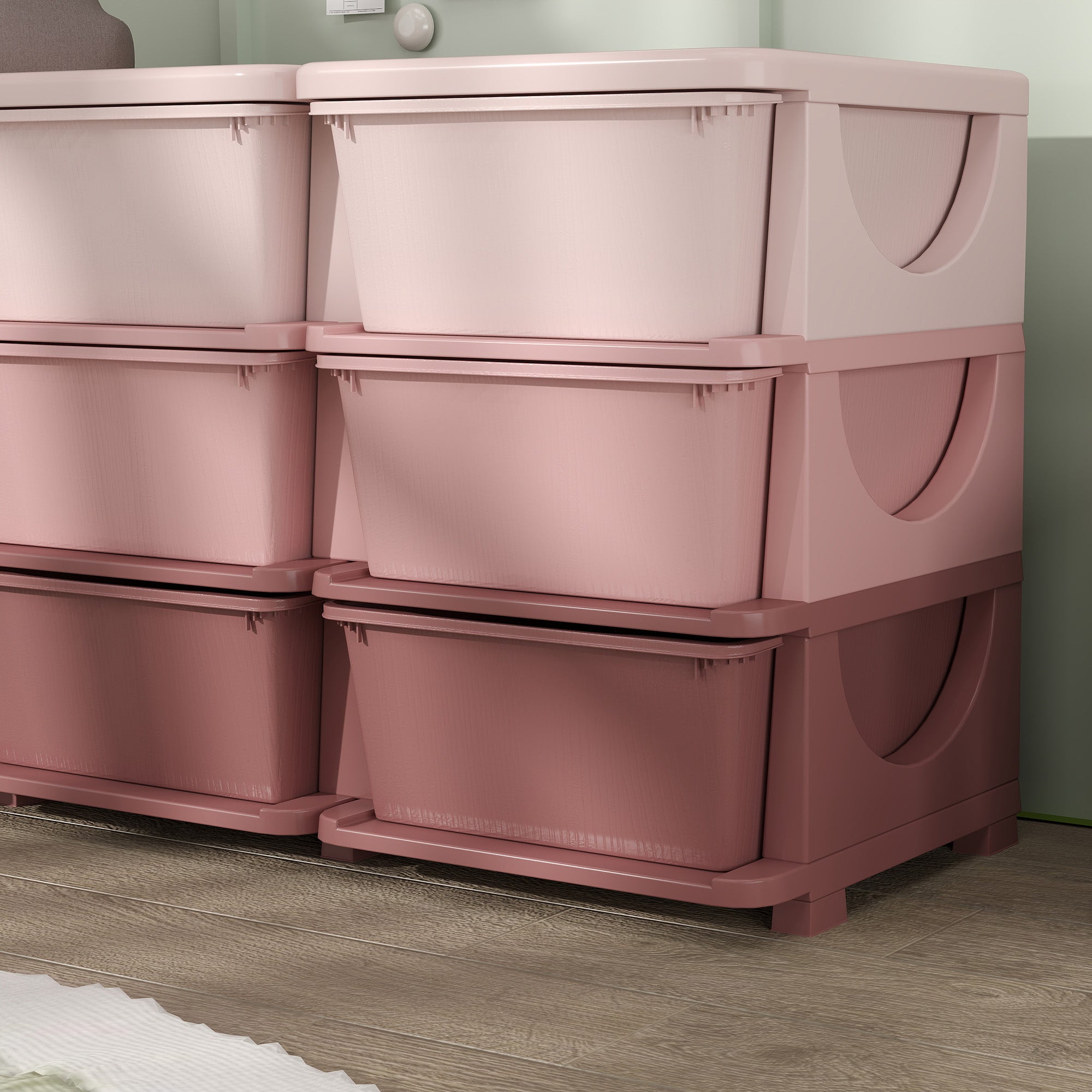 Kids Storage Unit, with Nine Drawers - Pink