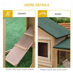 Large Rabbit Hutch Outdoor Wooden Guinea Pig Hutch with Run, 2 Storey Bunny House 210 x 45.5 x 84.5 cm