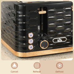 Four-Slice Rippled Toaster - Black