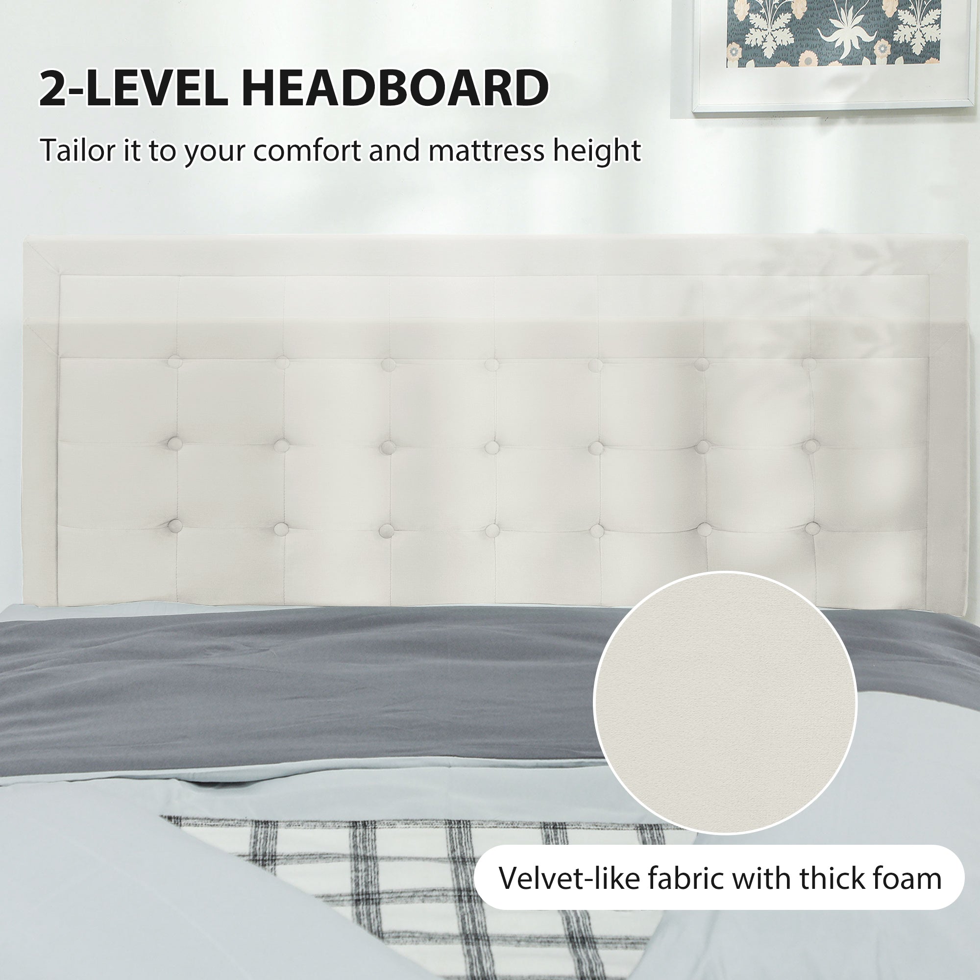 Fynco - Double Ottoman Bed Frame, with Front Drawer - Cream