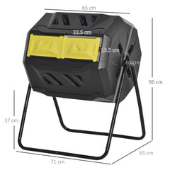 160L 360° Rotating Dual Chamber Composter - Yellow