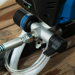 Fynco - Airless Paint Sprayer, Thinning-Free, Electric Fence Paint Sprayer for Exterior and Interior DIY Painting Projects, Wall Spray Gun Machine, Household Use, 1.5L/min, 200Bar, 7.5m Hose Dark Blue