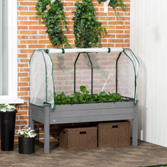 Fynco - Raised Garden Bed Outdoor Elevated Wood Planter Box w/ PE Cover, Dark Grey