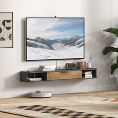 140 cm Floating TV Stand with Storage - Charcoal Grey