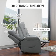 Electric Riser and Recliner for Elderly with 8 Vibration Massage, PU Leather Power Lift Recliner Chair for Living Room with Side Pockets, Footrest, Grey