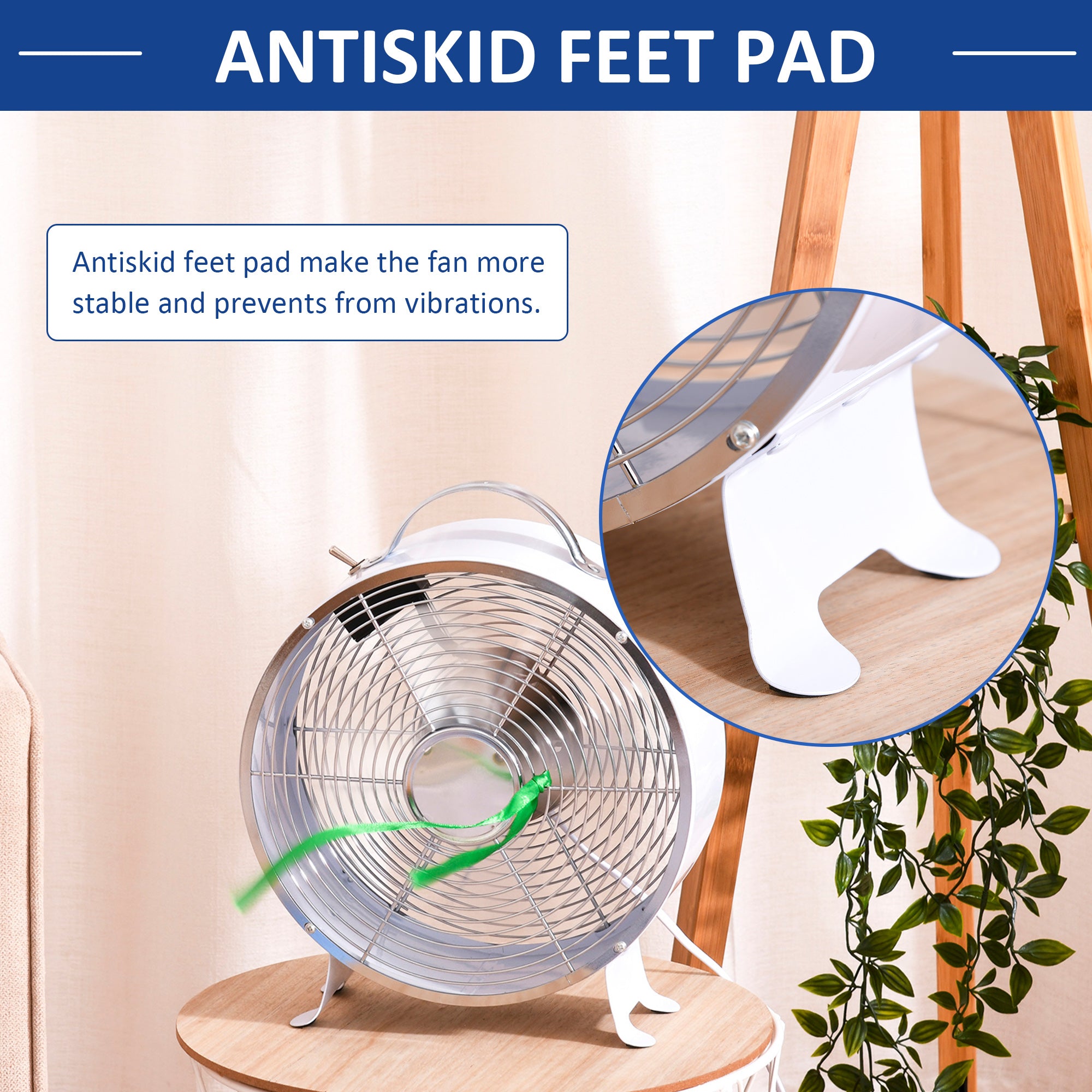 10" 2-Speed Electric Table Desk Fan w/ Safety Guard Anti-Slip Feet Portable Personal Cooling Fan Home Office Bedroom White