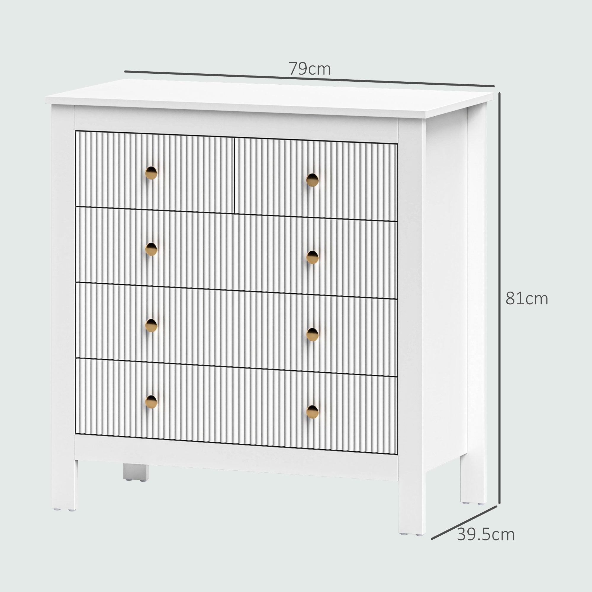 Elegant Chest of Five Drawers - White
