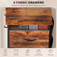 Chest of Four Fabric Drawers - Rustic Brown