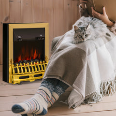 Fynco - Electric Fireplace LED Light Complete Fire Place Heating Indoor Heater Coal Burning Flame Effect Heat 2000W Max