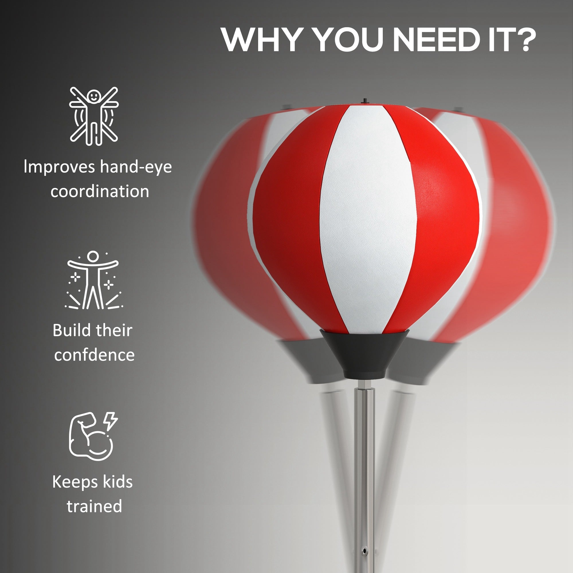 Punching Bag with Stand Boxing Bag Set with Adjustable Height, Red