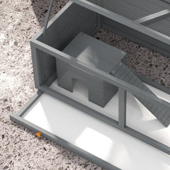 Wooden Hamster Cage with Sliding Tray, Openable Top, Hut for Syrian Hamster, Grey