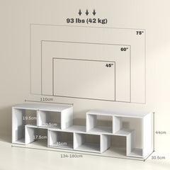 TV Stand for TVs up to 75 Inches, Free Combination TV Unit with Storage Shelves, Extendable Entertainment Centre for Living Room, White Wood Grain