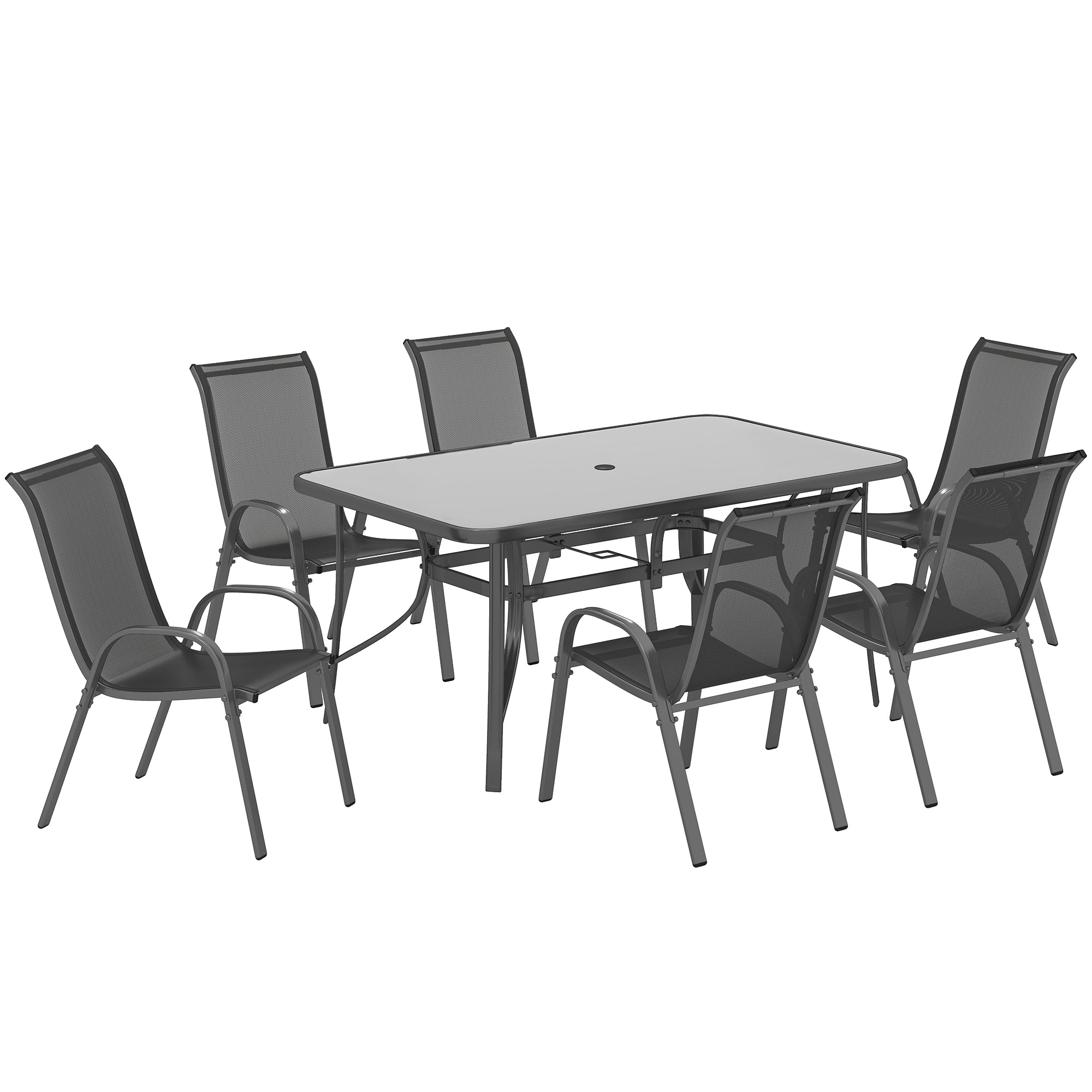 Seven-Piece Outdoor Dining Set - Charcoal Grey