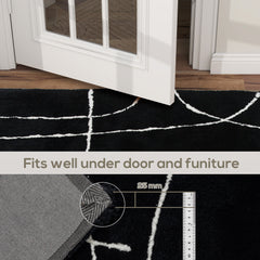 Fynco - Modern Fluffy Area Rug, Geometric Pattern Washable Rug, Soft High Pile Floor Carpet for Living Room, Bedroom, Dining Room, Home Office, 170 x 120 cm, Black