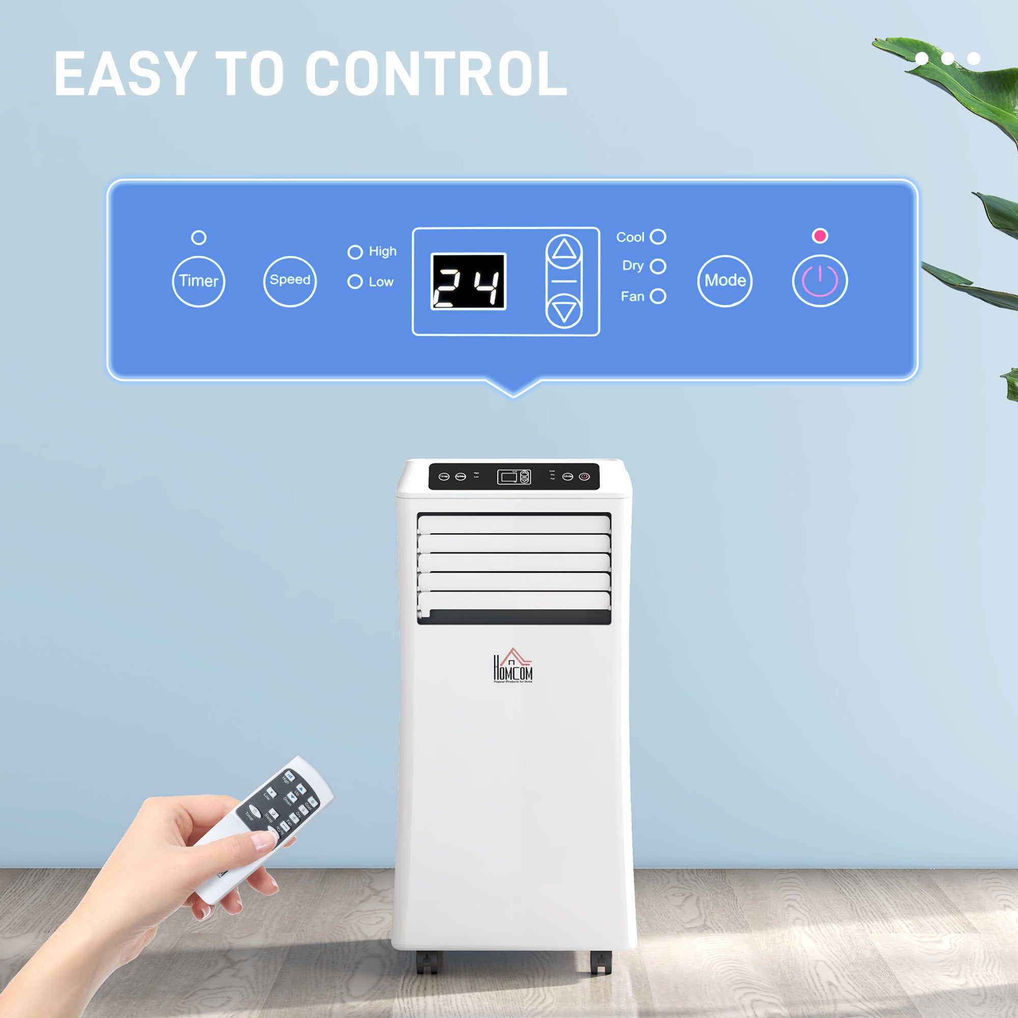 10000 BTU Air Conditioning Unit, 3-in-1 Portable Air Conditioner, Dehumidifier, Cooling Fan with Remote Control, Digital Display, 2 Speeds, 24H Timer, Window Venting Kit, 30m²