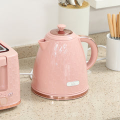 1.7L 3000W Fast Boil Kettle & 2 Slice Toaster Set, Kettle and Toaster Set with Auto Shut Off, Browning Controls, Light Pink