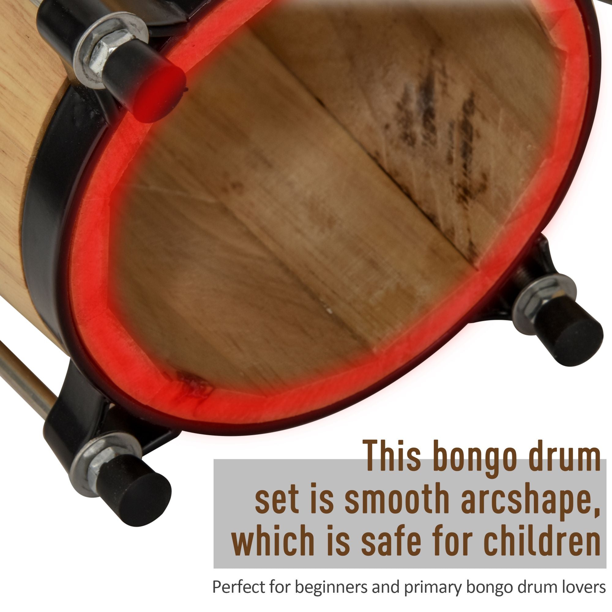 Wooden Bongo Drum Set Φ7.75" & Φ7" w/ Drum Head, Percussion Instrument, Drums, Tuning Wrench For Adults Beginners