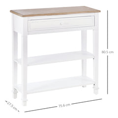 Console Table Hallway Side Desk 1 Drawer 2 Shelves Worktop Handle Retro Elegant Style Home Display Storage for Bedroom Livingroom