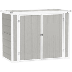 4.7 x 2.5FT Garden Shed, Lockable Outdoor Storage with Openable Lid, Small Shed for 2 Trash Cans, Tools, Patio, Light Grey
