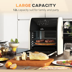 Digital Air Fryer with 8 Preset Modes, Rapid Air Circulation, 12L Air Fryer Oven with Memory Function, 1800W, Cream