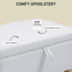 30L Linen Storage Ottoman Padded Footstool with Rubberwood Legs for Storage Box, Bed End, Shoe Bench, Seating, Cream White