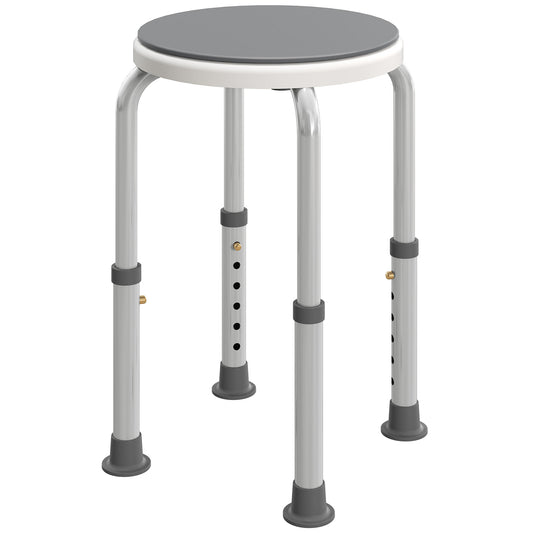 Fynco - 360° Swivel Shower Chair, Height Adjustable Aluminium Shower Stool with Non-Slip Feet for Disabled, Elderly, Grey