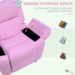 Kids Sofa Armchair Toddler Recliner Children's Chair Lounger Games Chair PU Leather w/ Storage (Pink)