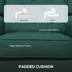 Wingback Accent Chair, Retro Upholstered Button Tufted Occasional Chair for Living Room and Bedroom, Dark Green