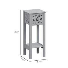 Set of Two Elegant Floral Cut-Out Side Tables - Grey