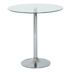 Round Dining Table, Modern Dining Room Table with Tempered Glass Top, Steel Base, Space Saving Small Bar Table