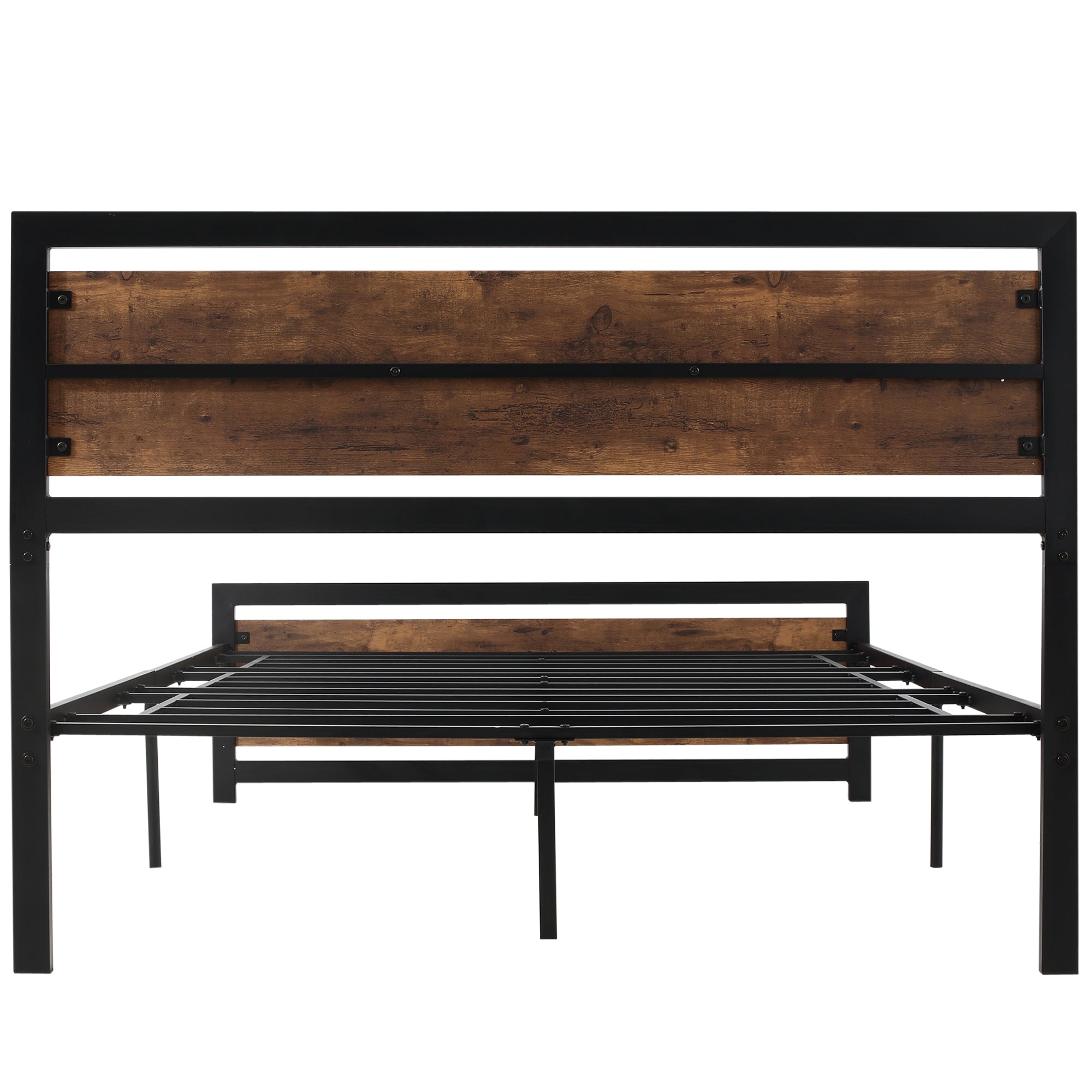 Double Size Metal Bed Frame with Headboard & Footboard, Strong Slat Support Full Bed Frame w/ Underbed Storage Space, Bedroom Furniture For Adults