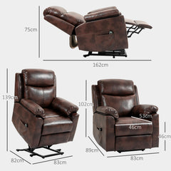Faux Leather 70° Electric Riser Recliner Chair, Dark Brown