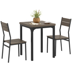 Three-Piece Minimal and Compact Dining Set, Grey Wood Grain