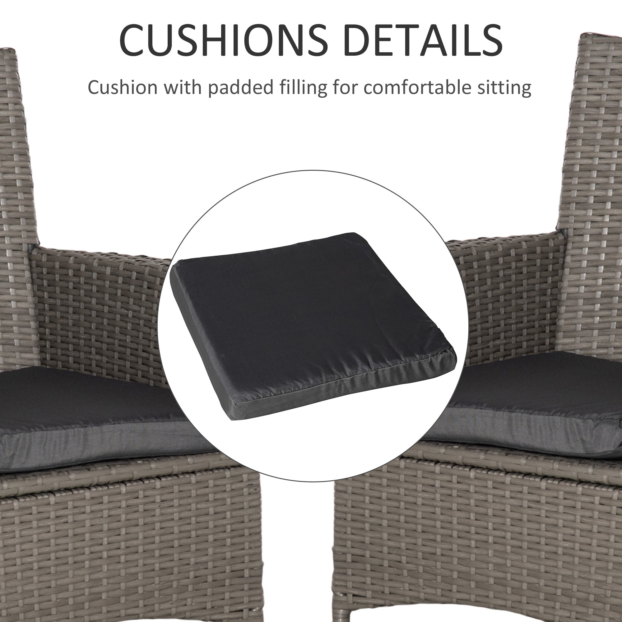 Set of Four Rattan Armchairs, with Cushions - Grey