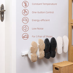 Fynco - 3 Pairs Electric Shoe Dryer, Wall Mounted Shoe Warmers with Constant Temperature for Boots, Leather Shoes, Socks, White