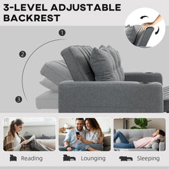 Two-Seater Pull-Out Sofa Bed - Charcoal Grey