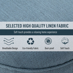 Fabric Single Sofa, Tub Chair, Upholstered Bedroom Chair with Pillow, Solid Wood Leg for Home, Living Room, Dining Room, Set of 2, Blue