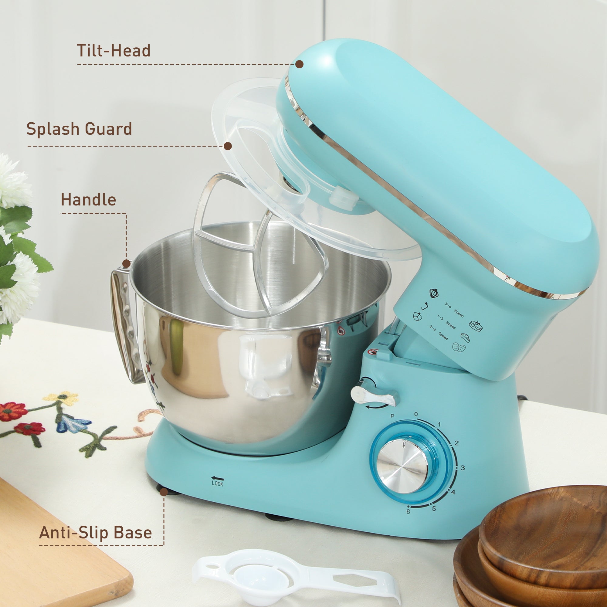 1300W Kitchen Stand Mixer, with Accessories - Blue