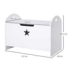 Kids Wooden Toy Box Organizer Children's Toy Storage with Lid Safety Hinge Side Handle Playroom Furniture White