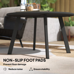 70cm Round Coffee Table, Outdoor Garden Table with Non-Slip Foot Pads and Metal Frame for Garden, Terrace, Balcony, Living Room, Black
